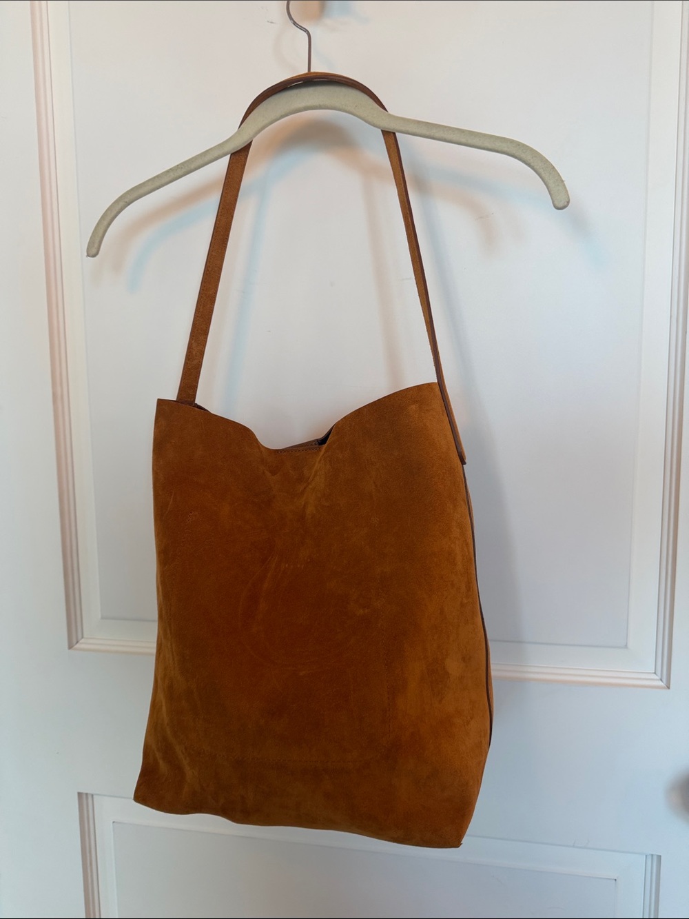 Mansur Gavriel Suede Shoulder Tote in Cognac